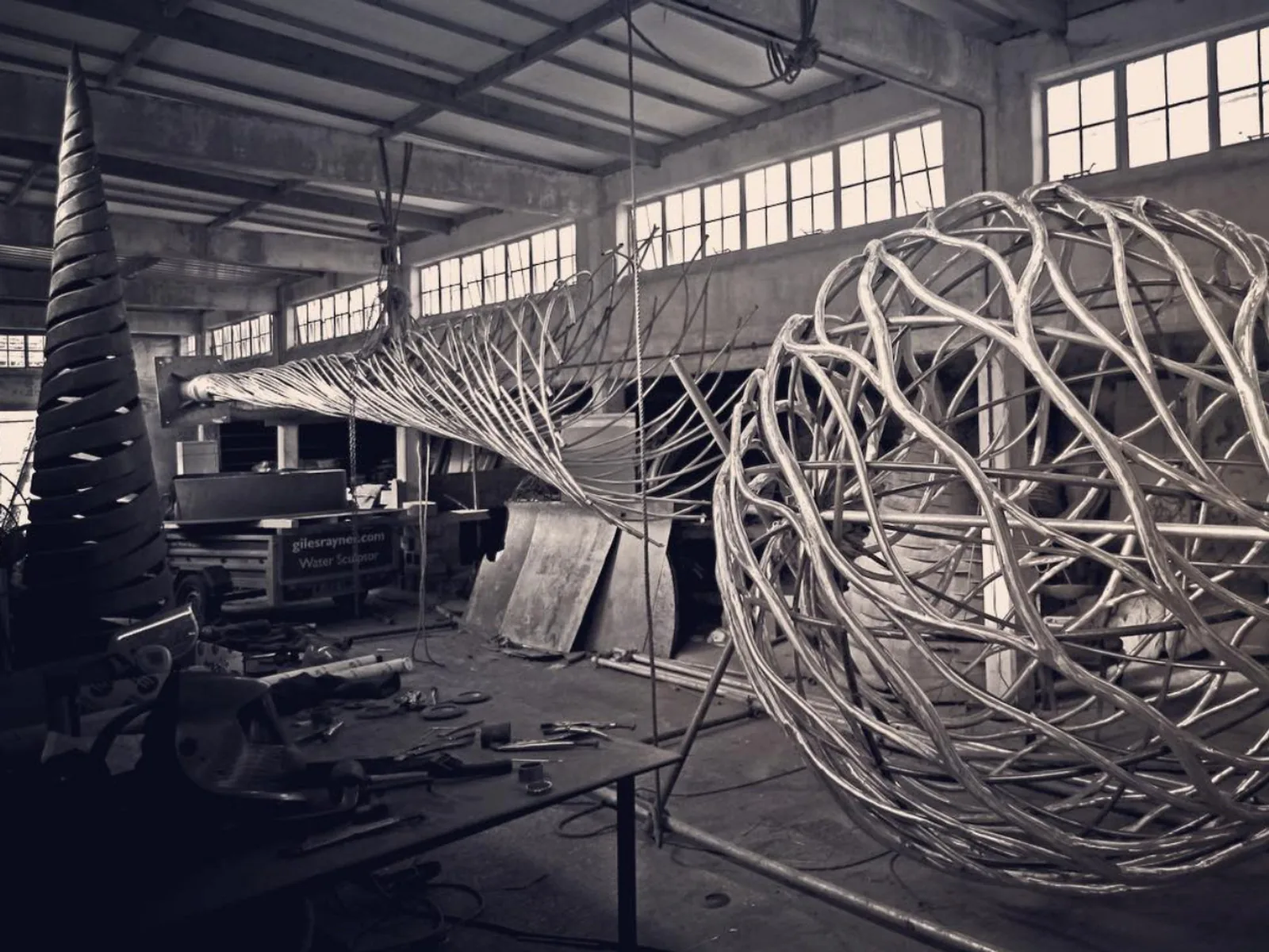 Giles Rayner's metalworking workshop in the Cotswolds